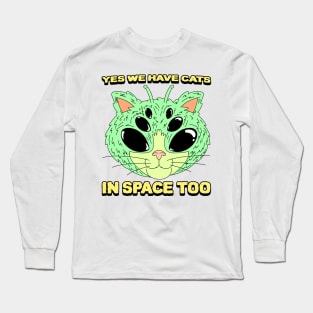 Green Alien Cat Long Sleeve T-Shirt